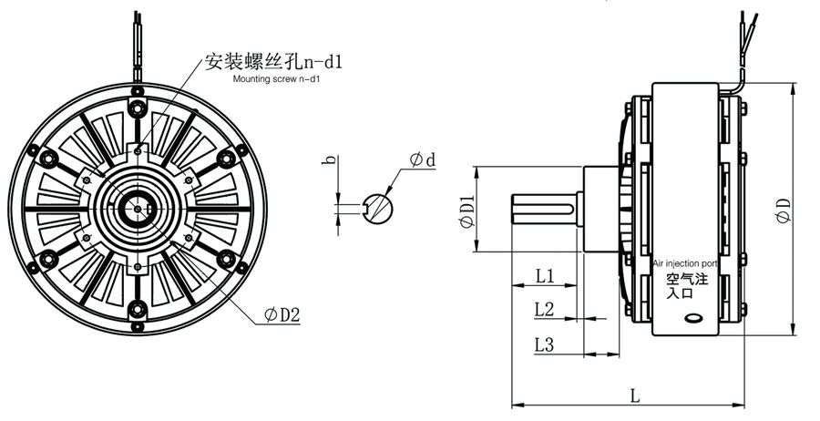 ZKB型磁粉制動器尺寸圖